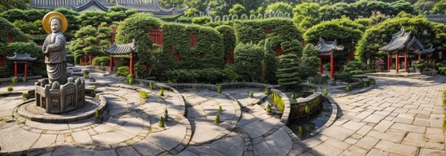japanese zen garden,zen garden,chinese temple,sake gardens,japanese garden ornament,monastery garden,japanese shrine,chinese architecture,white temple,japanese garden,garden statues,chinese background