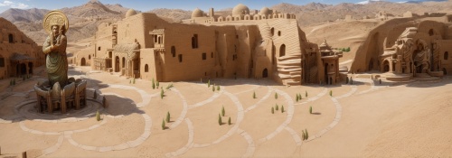 主雕塑下是流水喷泉，加入植物点缀,desert landscape,desert desert landscape,desert background,desert,the desert,desert plants,stone desert,desert plant,flowerful desert,capture desert,desert flower,petra,desert planet,