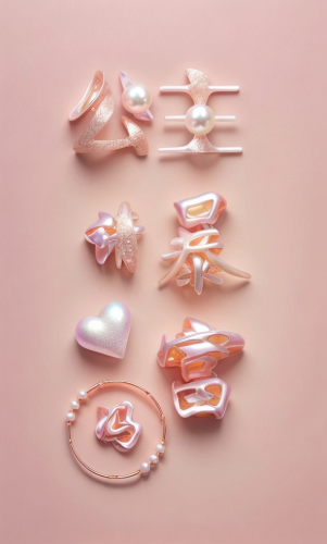 浅色糖果，渐变浅色背景，字立体,Realistic,Jewelry,Romantic