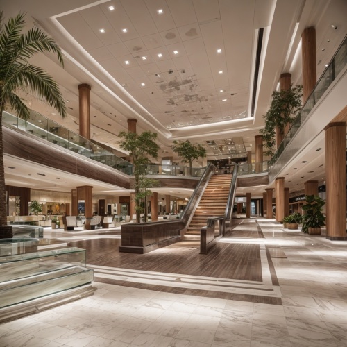 一个现代商场,shopping mall,lobby,hotel lobby,central park mall,shopping center,costanera center,largest hotel in dubai,the dubai mall entrance,danube centre,luxury hotel,department store,mall,event venue,ho