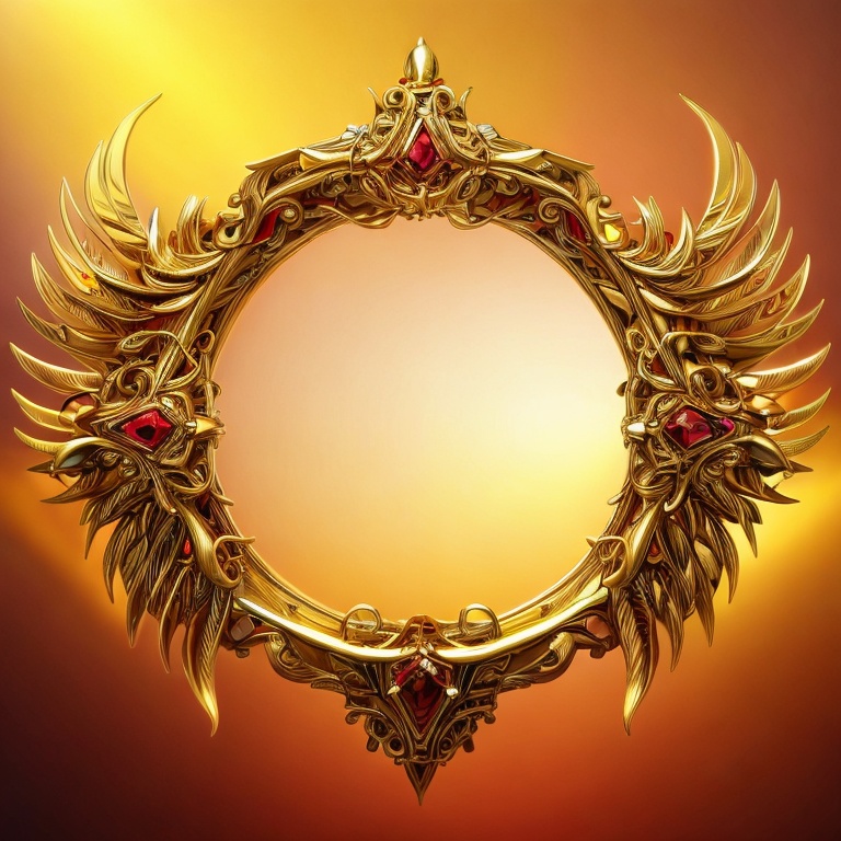 金色，3D，发光，红色背景,golden wreath,circle shape frame,decorative frame,art nouveau frame,mirror frame,frame ornaments,laurel wreath,art nouveau frames,gold frame,circular ornament,fire ring,life stage icon,r