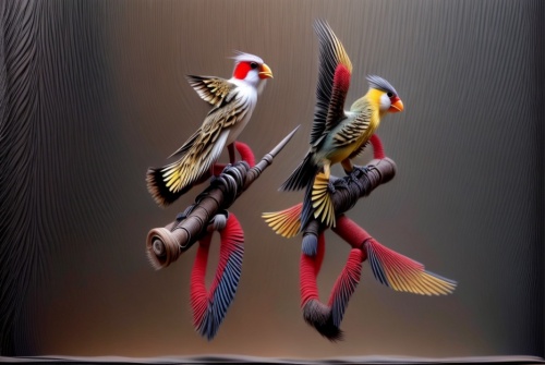美丽动人的鸟，颜色靓丽，
融合真实，3D立体,couple macaw,parrot couple,colorful birds,humming bird pair,ivory-billed woodpecker,passerine parrots,hummingbirds,zebra finches,bird couple,ornithology,crimson rosella,golden p