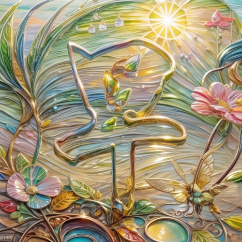 花，阳光，童话，露珠，柔软,glass painting,constellation swan,flower painting,trumpet of the swan,psychedelic art,harp with flowers,oil painting on canvas,the flute,sacred lotus,water lotus,lotus blossom,star winds