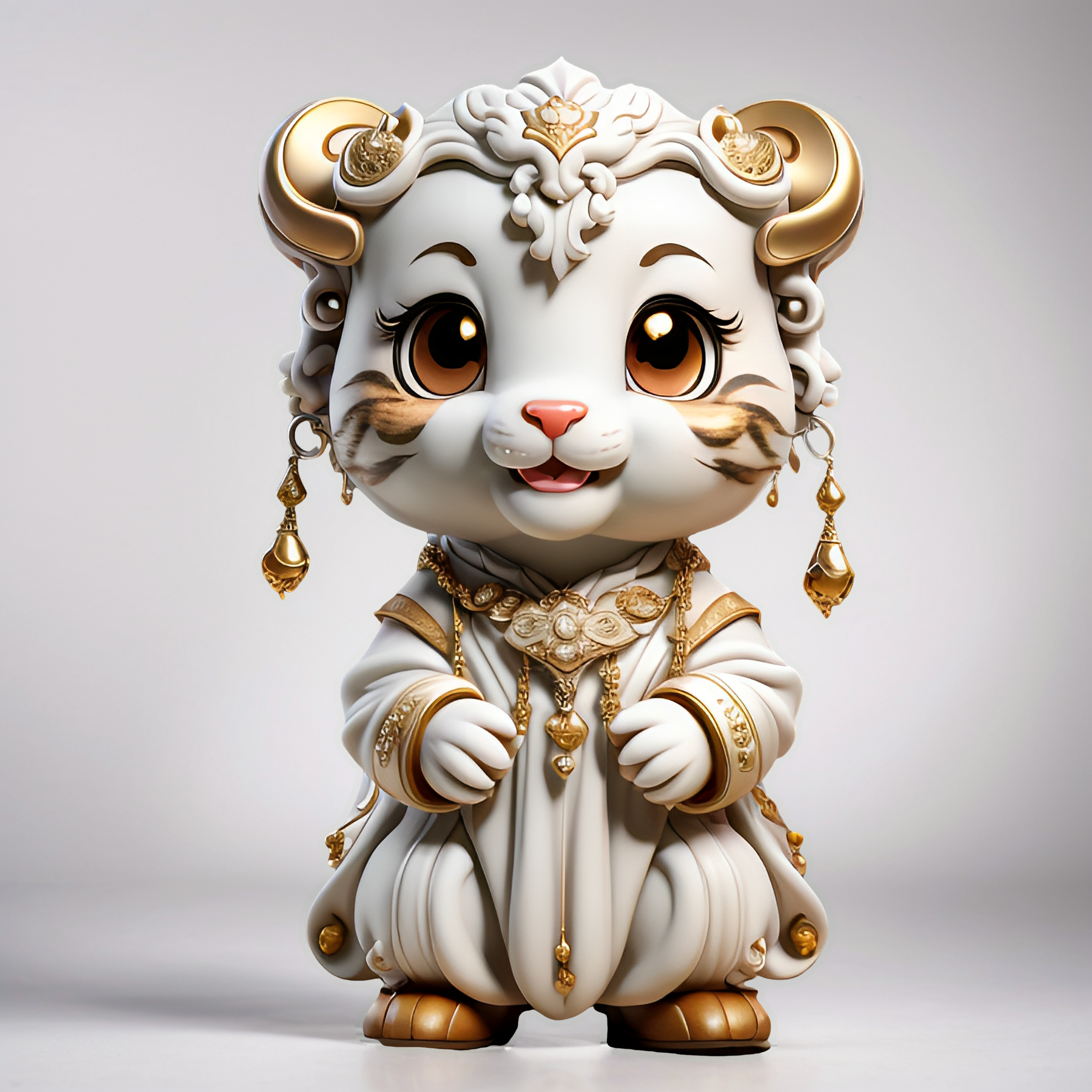 lucky cat,barong,barongsai,lion white,animal figure,white lion,porcelaine,figurine,kewpie doll,3d model,kokeshi doll,doll figure,kewpie dolls,3d figure,white tiger,doll cat,anthropomorphized animals,c