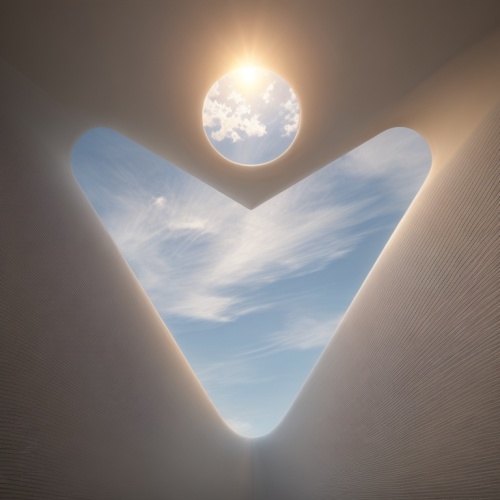 skylight,sky space concept,wall lamp,wall light,the pillar of light,panoramical,cloud shape frame,wall tunnel,inner light,sun dial,convex,virtual landscape,roof landscape,heaven gate,3-fold sun,light 